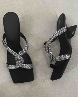 Rhinestone Square Toe Geometric
